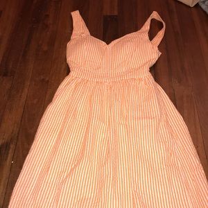 Orange and White Seersucker Dress